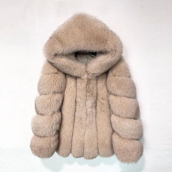 

women's fur & faux rf1991b winter fashion coat with big hood super warm genuine leather woman's real jacket, Black