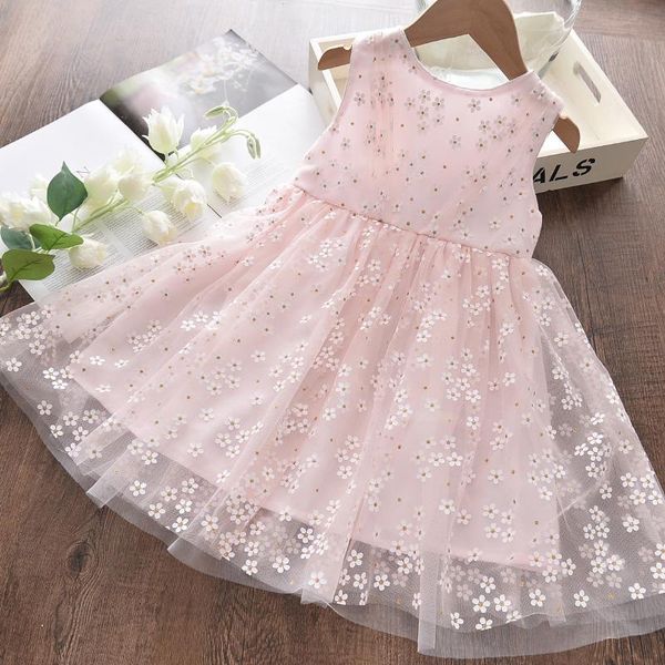 

girls flowers casual dresses 2021 summer kids fashion princess mesh costume children party fancy vestidos 3-8 years girl's, Red;yellow
