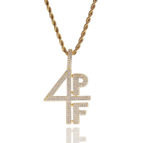 

pendant necklaces 4pf necklace cubic zirconia micro four pockets full lilbaby cz rock iced out for rapper men jewelry accessories, Silver