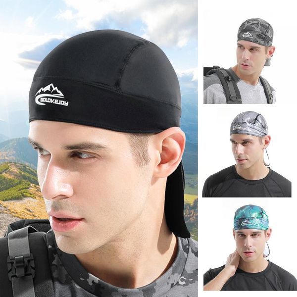 

cycling caps & masks h arley riding cap pirate turban man absorb sweat breathable sun hat suitable for sports running outdoor, Black