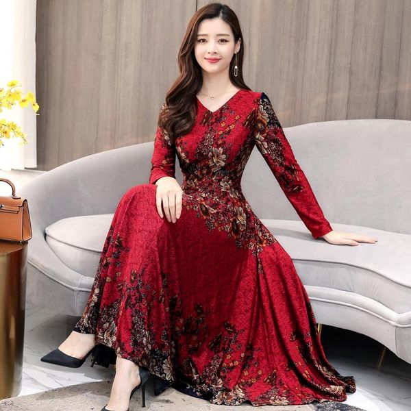 

casual dresses plus size s-3xl 2021 spring arrival v collar flower printed long sleeve woman dress db507, Black;gray