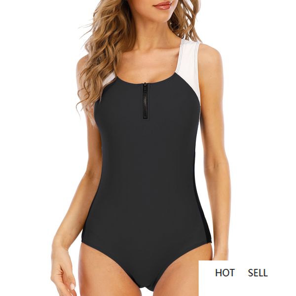 

one piece swimsuit front zip training swimwear skinny women bathing suits beachwear
