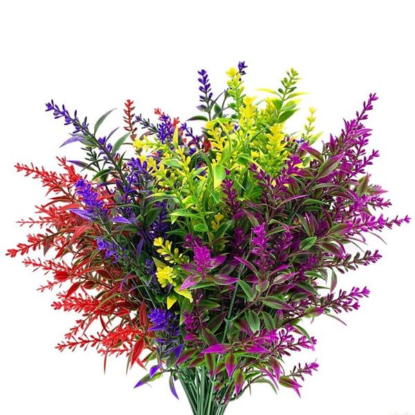 

decorative flowers & wreaths 20 bundles mixed artificial lavender plastic fake plants,artificial for outdoor window home porch decor