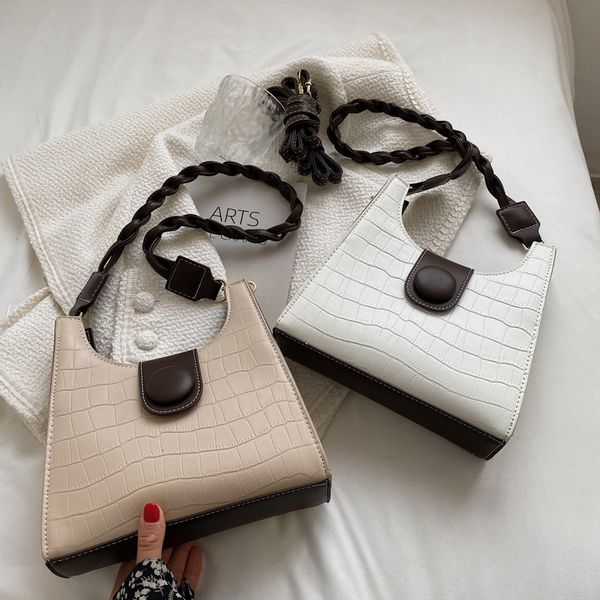 

women's bag bag 2021 summer pu simple fashion single shoulder messenger small square crocodile contrast color