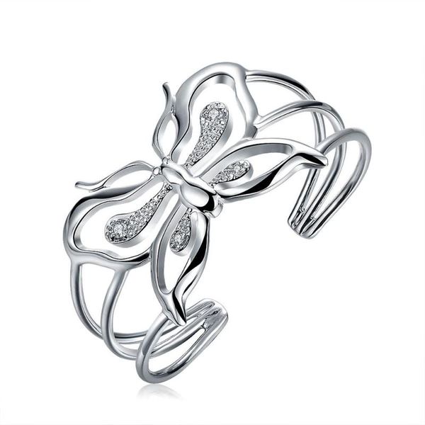 

pulseras mujer cuff bangles for women 2020 fashion sliver color butterfly geometric bangle open female lover party jewelry, Black