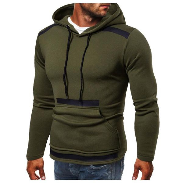

men's hoodies & sweatshirts 2021 men's casual solid pokect coat slim-fit hooded cardigan sweatshirt streetwear male pullover, Black