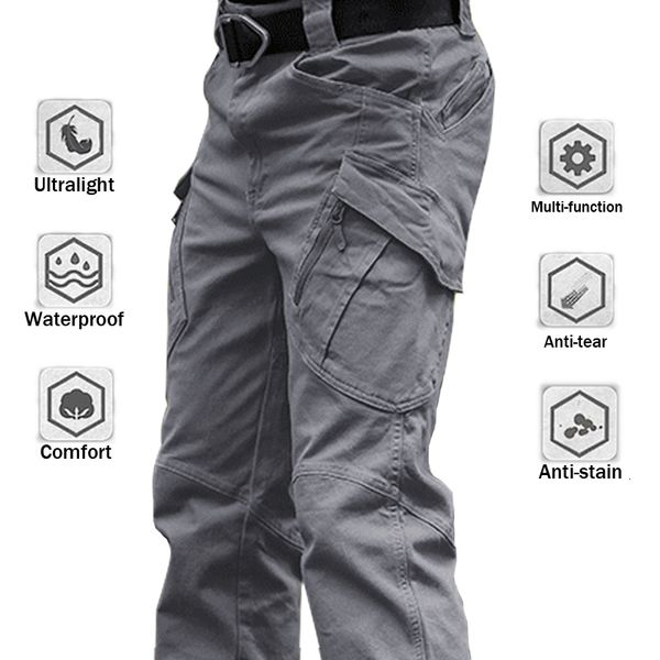 

men's pants 6xl city military tactical elastic swat combat army trousers many pockets waterproof wear resistant casual cargo men 5u0j, Black