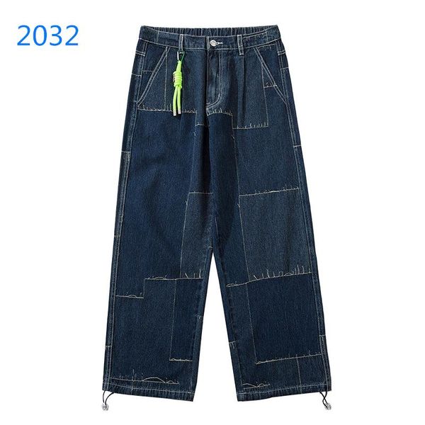 

men's jeans fashion mens vintage washed hip hop cartoon printed loose fit denim pants harajuku urban style dad jean trousers male, Blue