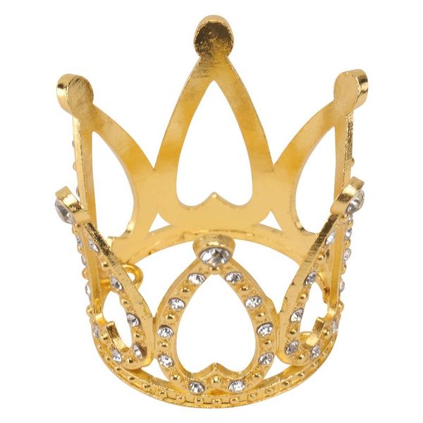 

other festive & party supplies 2pcs mini crown cake er rhinestone ornament (golden)