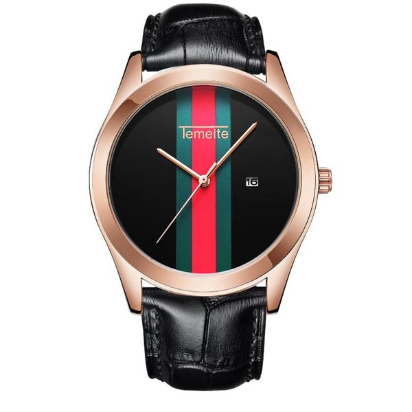 

wristwatches creative men watches classic retro color striped simple quartz sport g style clock relogio masculino, Slivery;brown