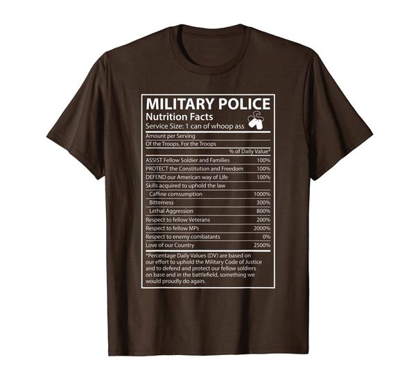 

Nutrition Facts Funny Military Police Shirt, Mainly pictures