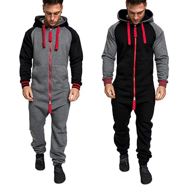 

men's tracksuits autumn 2021 european size patchwork hoods fashion one piece sportswear two set, Gray