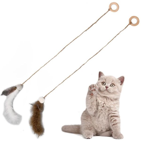 

cat toys cute colorful with pet bells teaser funny rod for stick wand plastic supplies cats interactive