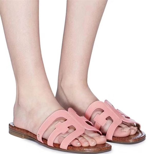 

sam summer new women's shoes hollow out one line slippers contrast color open toe flat leather sandals 70% off factory store online sal, Black