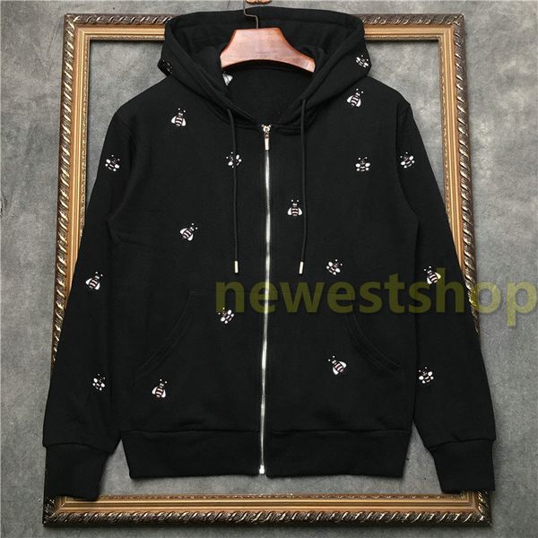 

2020 elling autumn fashion tag clothing mens embroidered bee print hoodies pullover designer sweatshirt womens jumpers casual hoodies, Black