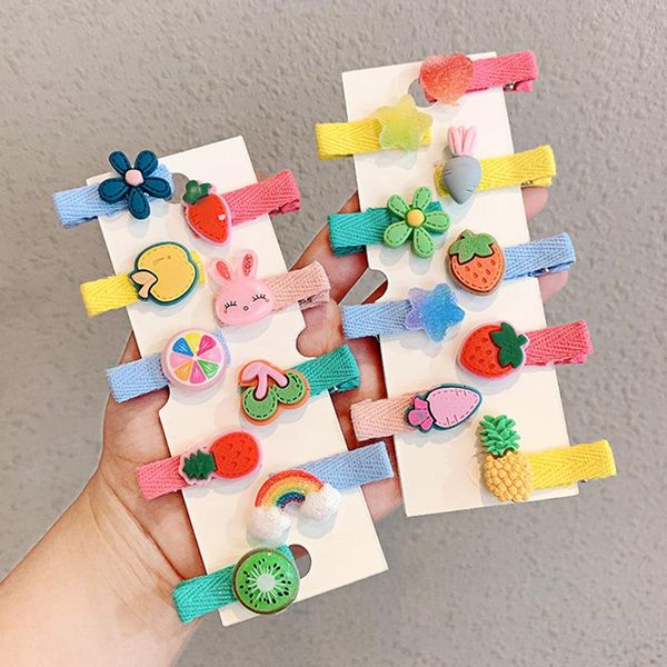 

hair accessories 5pc/set fashion lovely cartoon girls clip cute fabric child bb hairpins ornament suit, Slivery;white
