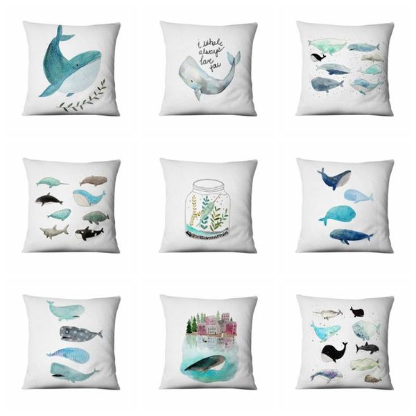 

cushion/decorative pillow home decoration nordic marine whale cushion decorative cartoon linen pillowcase decor sofa throw pillows