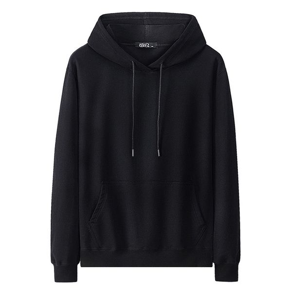 

spring new men's hooded sweater fashionable pure cotton fattening oversize casual loose hoodie coat, Black