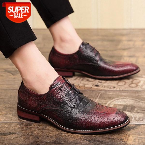 

fashion men's crocodile dress leather shoes wedding party laceup shoes men business suit office oxfords flats plus size 48 #oa5q