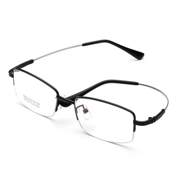 

fashion sunglasses frames small face optical business titanium alloy eyeglasses frame for men eyewear semi-rimless glasses with spring hinge, Black