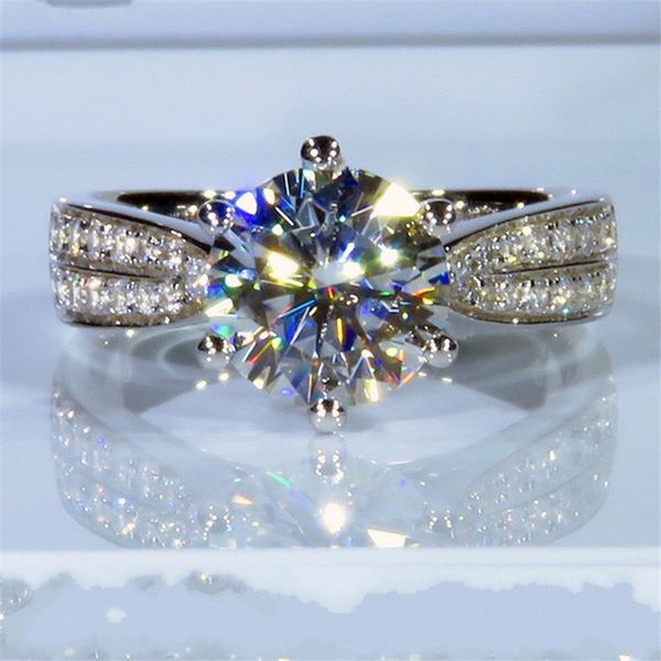 Solitario 3ct Lab Diamond Ring 925 sterling silver Coppia di fidanzamento Fedi nuziali Anelli per le donne Gioielli da sposa per feste