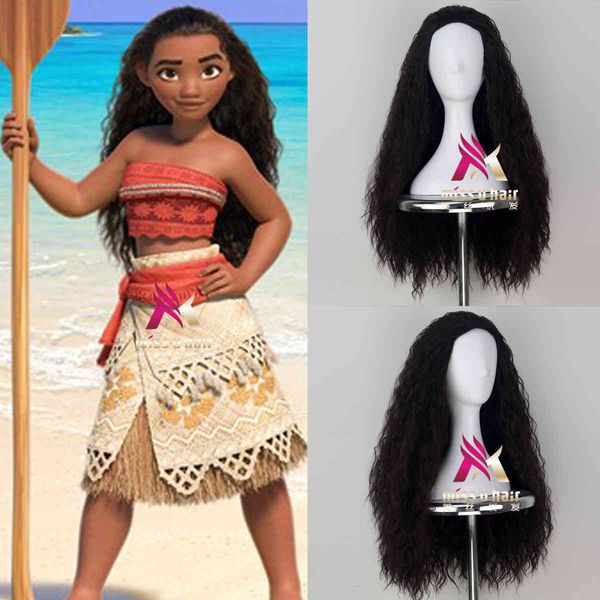

ocean legend moyana moana corn fluffy halloween cos animation dance wig, Black