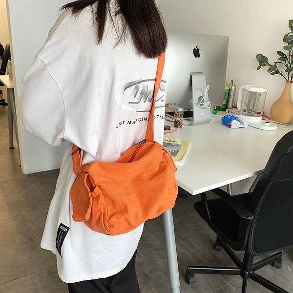 

real po canvas bag korean students shoulder simple literary fan messenger waist bags