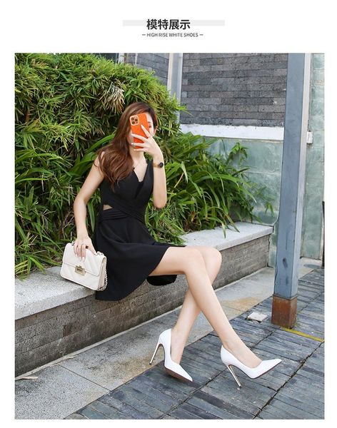 

dress shoes rocwickline summer and autumn women's super high heels classics fashion solid retro concise slip-on pointed toe thin, Black