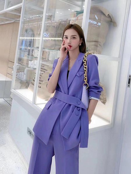 

women's two piece pants loose pants set, single button jacket and straight pants, elegant women's set, 2-piece set in autumn 2021, White