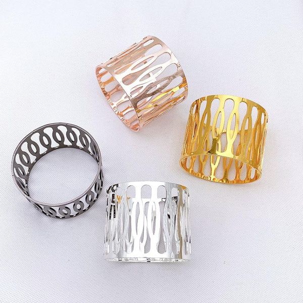 

10pcs el table set needle-shaped metal hollow napkin ring buckle cloth rings