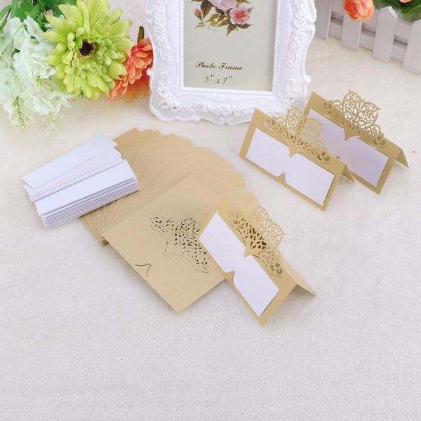 

greeting cards 50pcs hollow floral place golden table name reception for wedding banquet