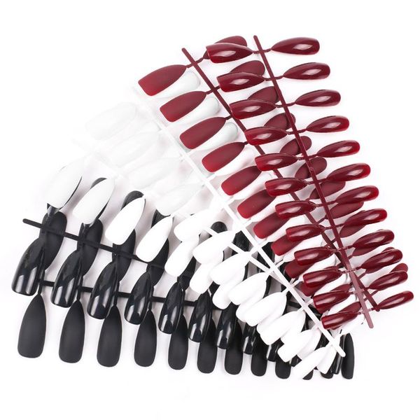 

24pcs pointed nail tips false nails for extension manicure salon diy use, Red;gold