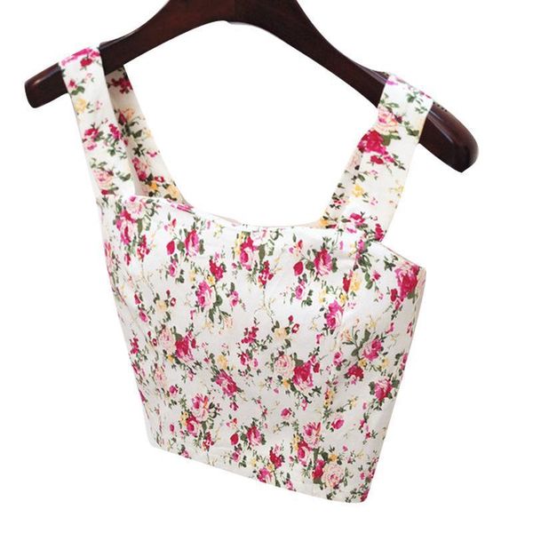 

short paragraph wrapped chest womens cami vest crop printing bustier summer style fitness tanks strappy bra, White