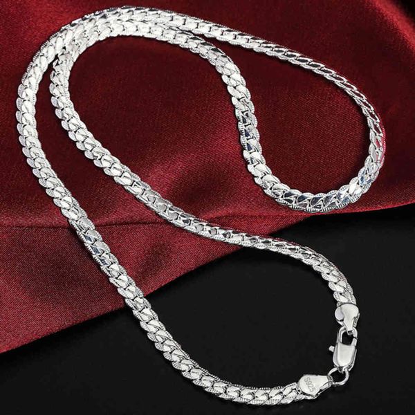 

aglover 925 sterling silver 6mm complete sideways chain 18/20/24 inch for women men fashion bridal engagement jewelry poison