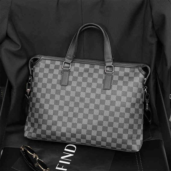 

business man's bag portable briefcase horizontal leather file leisure trip computer shoulder lattice