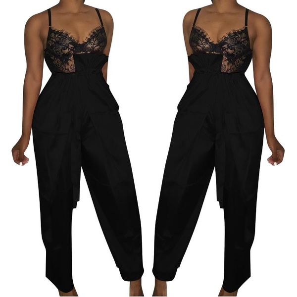 

women's pants & capris fashion irregular lace casual wide leg, Black;white