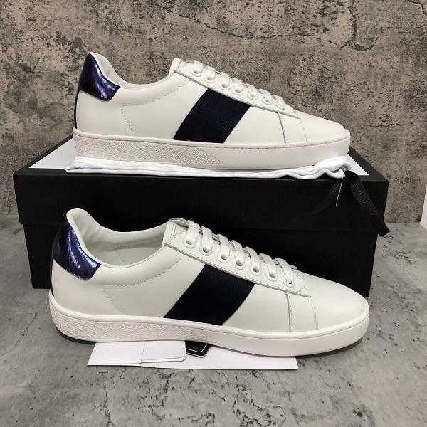 

fashion designer shoes men women white luxury casual lace up genuine leather classic womens platform trainers sneakers size, Black