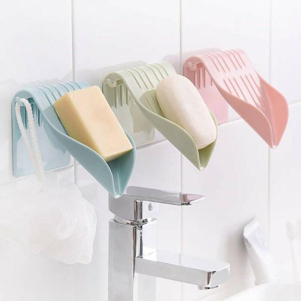 

home bathroom wall-mounted soap holder drainage storage finishing racks strong seamless stickers hole-box dishes