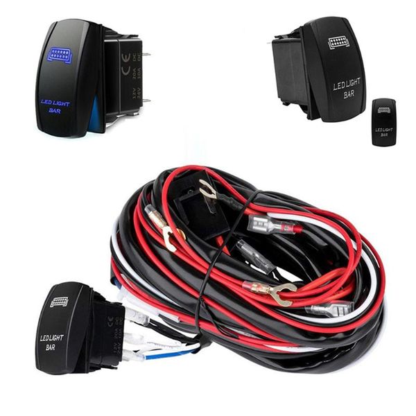 

other lighting system 12v suv atv blue led light bar rocker switch wiring harness 40a relay fuse kit car accessories tools drop