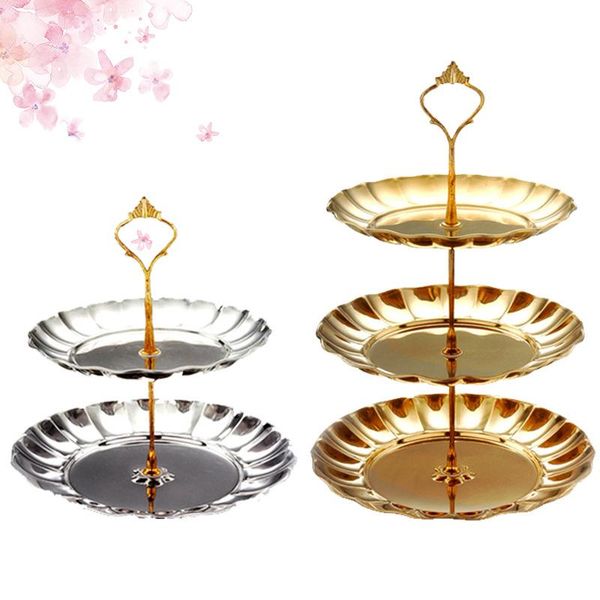 

kitchen storage & organization creative stainless steel candy dish 2-layer crown fruit plate cake stand dian heartÂ·traeh jia dried frame ktv