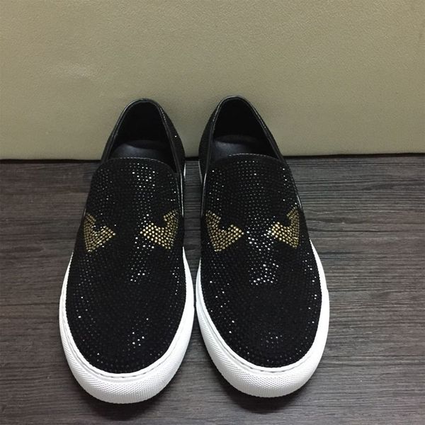 

european style embroidery suede men's loafers shoes fashion mens rhinestone casual driving shoes men flats dress wedding shoes bmm364, Black