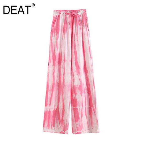 

[deat] summer fashion high waist patchwork contrasting colors loose temperament women wide leg pants 13c778 210527, Black;white