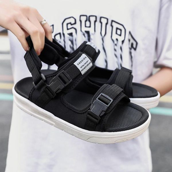 

sandals summer men casual open-toe beach sandalias man soft removable straps sandles light eva foam shoes zapatos hombre, Black