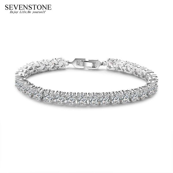 

charm bracelets sevenstone 2021 exquisite fashion zircon women office career bracelet send jewelry ol for lovers gift box, Golden;silver