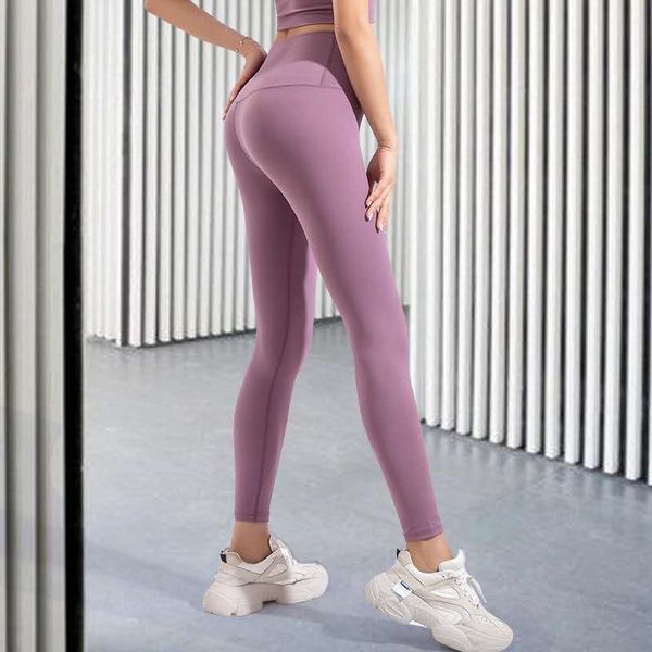 

2021 nylon high waist hip lifting sports tights naked sense running fitness pants women's no embarrassment line peach yoga pants, Black;white