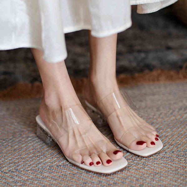 

slippers shallow feminine fashions put on fretwork sandals high heels anti-slip ladies toe open summer transparent shoes for women bm22, Black