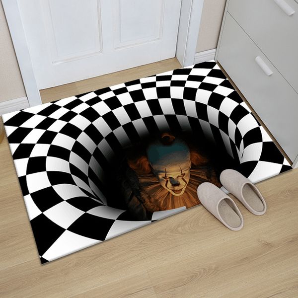 3D Kanalisation Kanaldeckel Horror Hause Teppich Clown Falle Visuelle Teppich Wohnzimmer Schlafzimmer Boden Matte Halloween Dekoration
