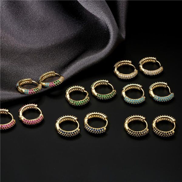 

hoop & huggie buy fashion cute earrings for women girl 7 colors cubic zirconia female wedding earring engagement jewelry promise gift, Golden;silver