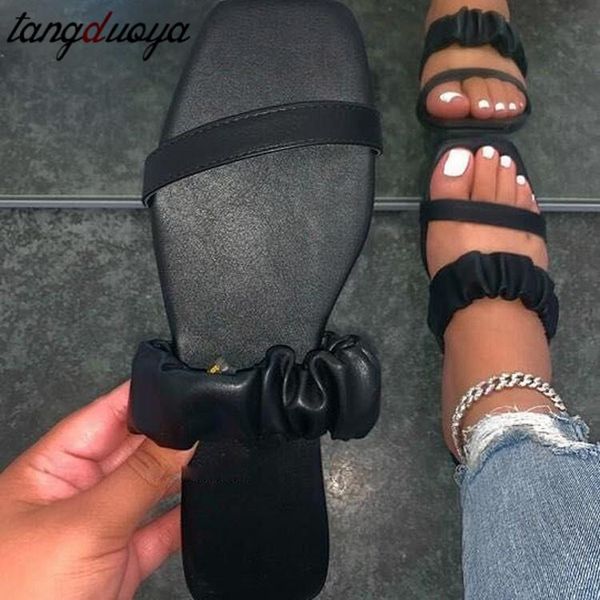 

summer women's flip-flops girl open toe casual leisure slip-on beach slippers woman outdoor flats big size 36 43, Black