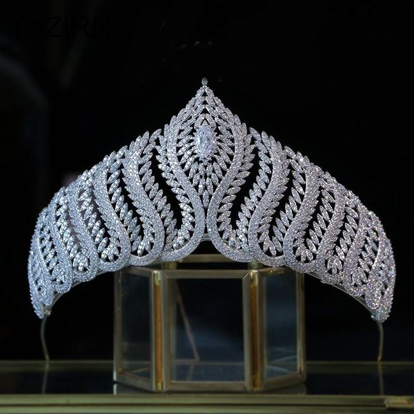 

other elegant 5a level cubic zirconia queen crowns cz wedding bridal tiaras crystal headpieces party prom hair jewelry accessories, Golden;white